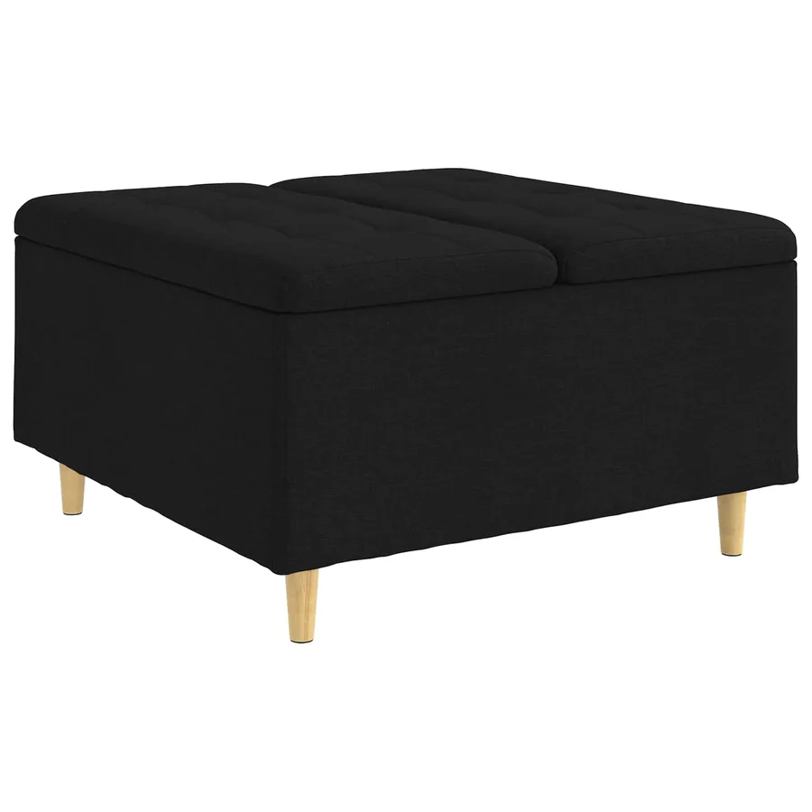 Pouf de rangement avec coussin Noir 80 x 80 x 45 cm tissu - 2