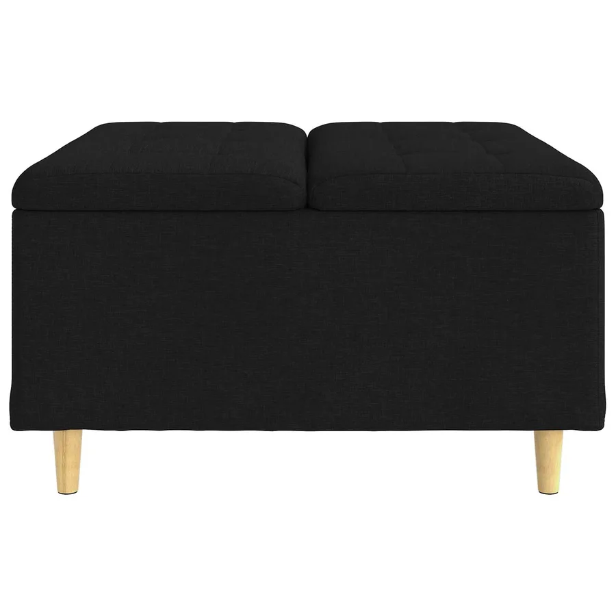 Pouf de rangement avec coussin Noir 80 x 80 x 45 cm tissu - 5