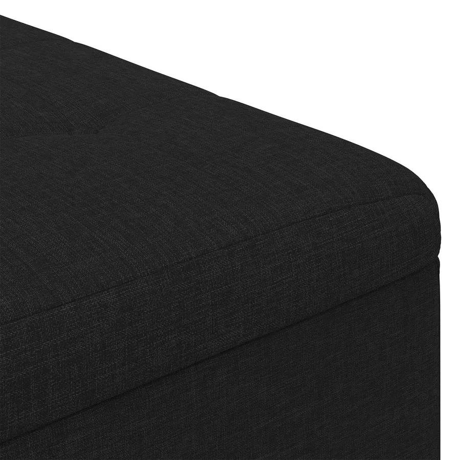 Pouf de rangement avec coussin Noir 80 x 80 x 45 cm tissu - 7