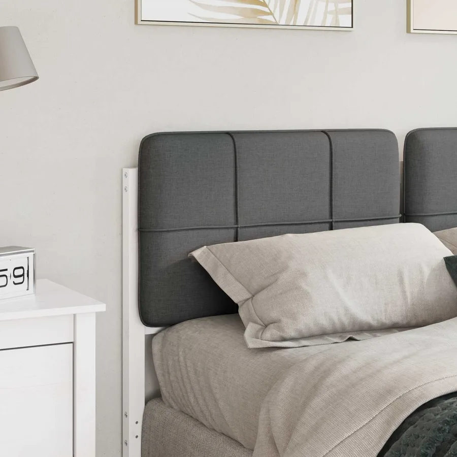 Tête de lit capitonnée Blanc et gris clair 160 cm Pin massif - 3