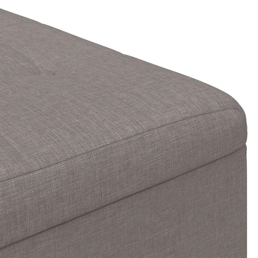 Pouf de rangement avec coussin Taupe 80 x 80 x 45 cm tissu - 7