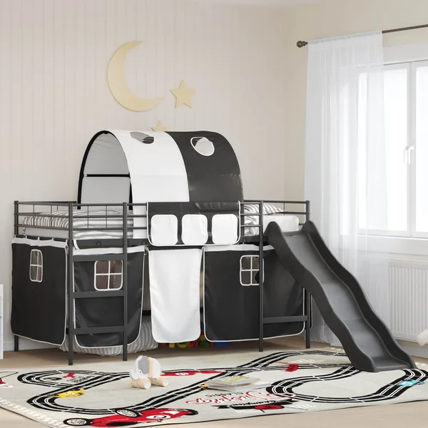 Lit mezzanine pour enfants Noir 80 x 200 cm Métал