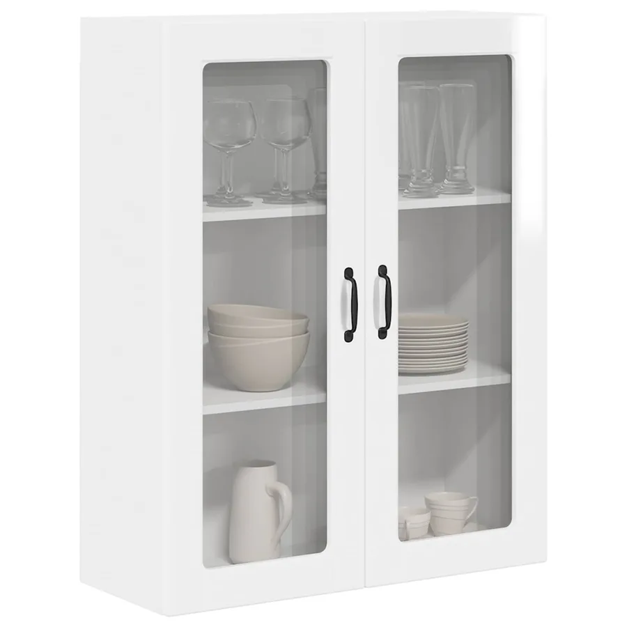 Cabinet en verre mural PORTO Blanc brillant 80 x 31 x 100 cm - 3