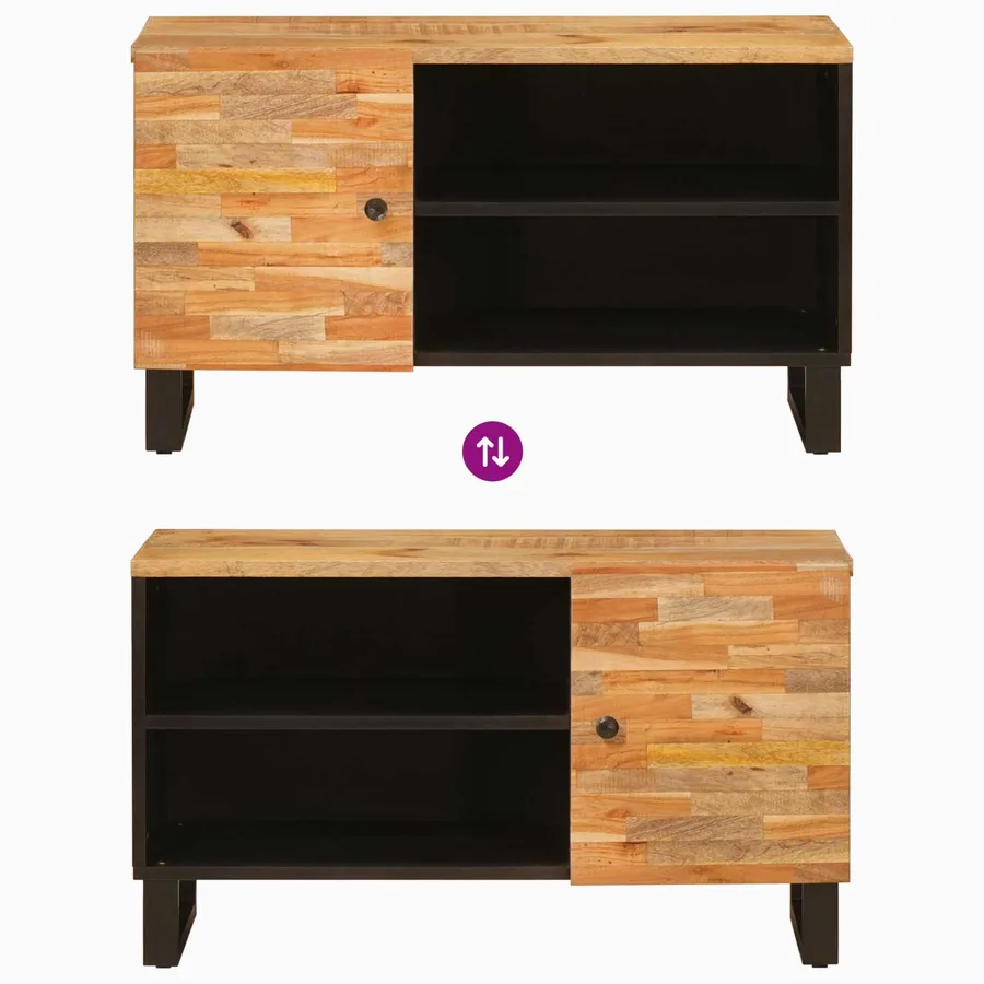 Meuble TV Marron 80 x 33 x 46 cm Bois de mangue massif - 10