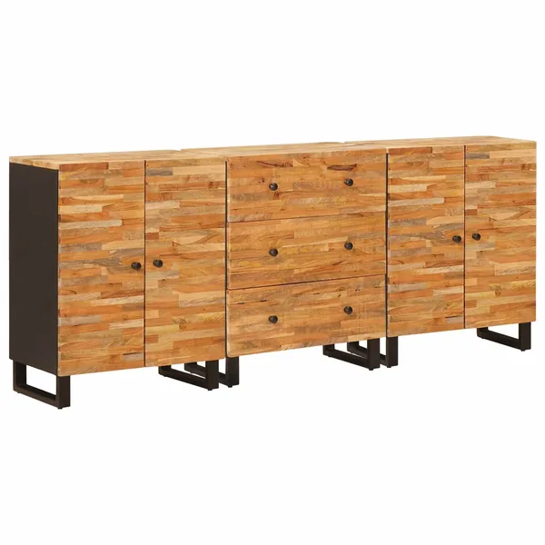 Buffet 3 pcs Marron 60 x 33 x 75 cm Bois de mangue massif