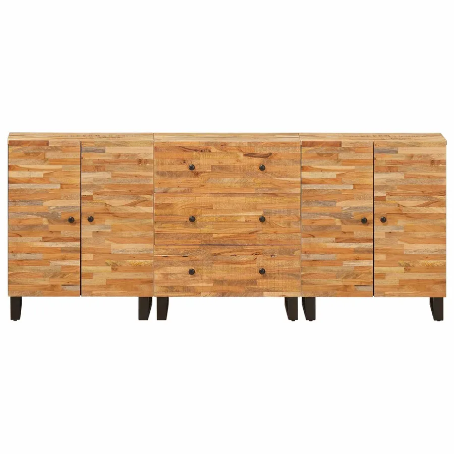 Buffet 3 pcs Marron 60 x 33 x 75 cm Bois de mangue massif - 5