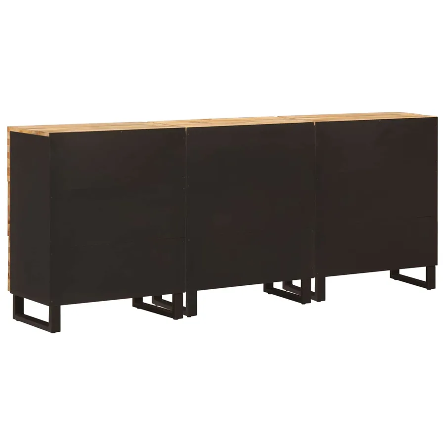Buffet 3 pcs Marron 60 x 33 x 75 cm Bois de mangue massif - 7