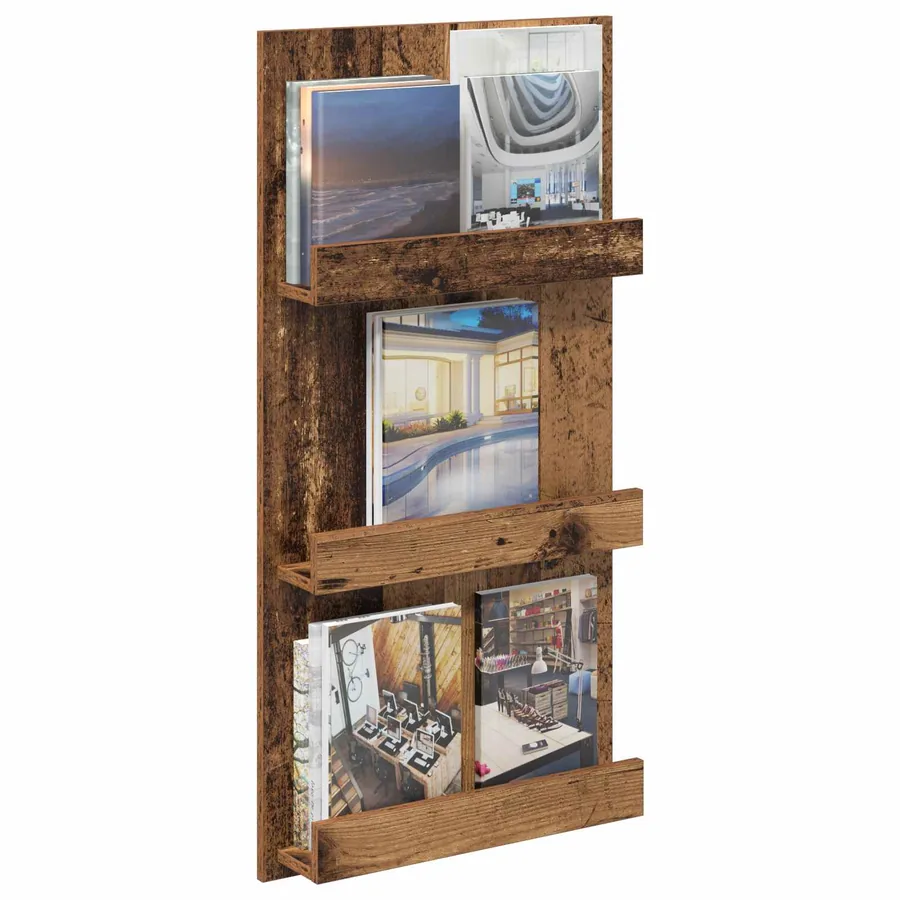 Étagère à magazines avec étagère Bois ancien 51 x 11 x 102 cm - 3