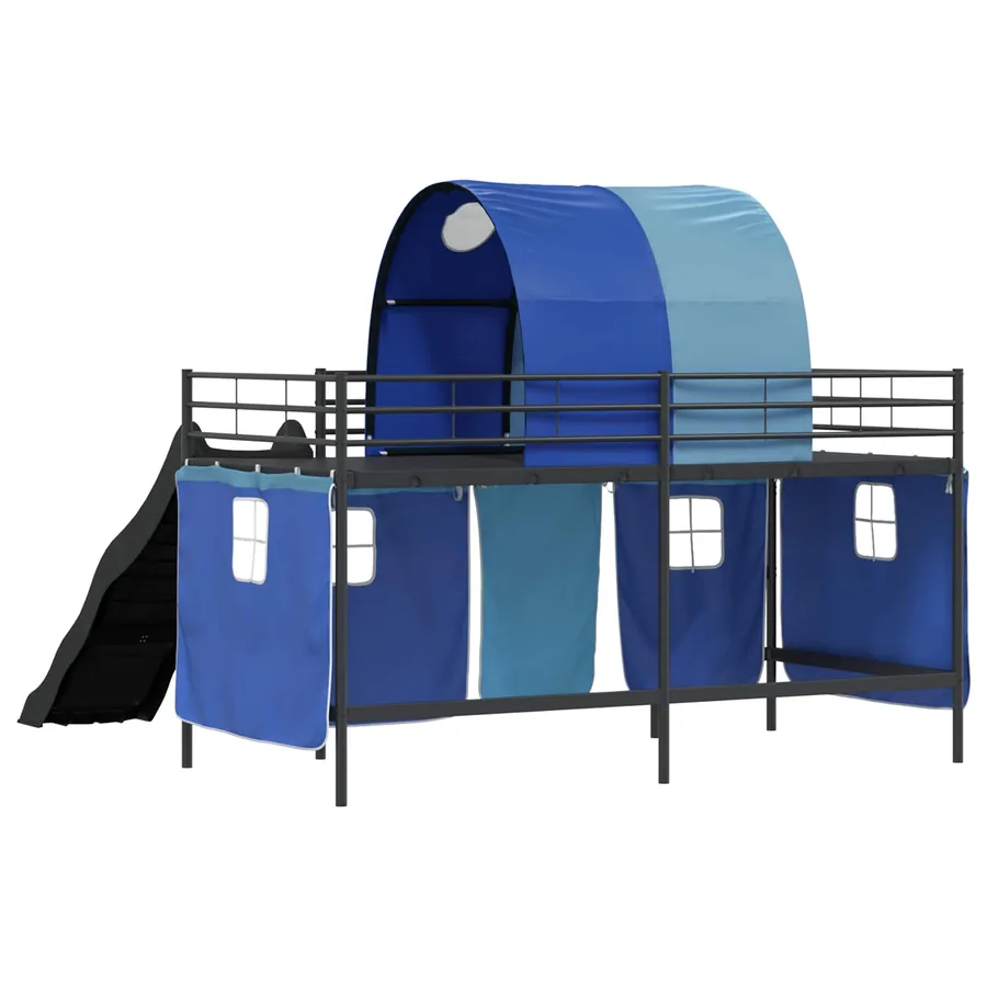 Lit mezzanine pour enfants Noir et Bleu 90 x 200 cm Métал - 10