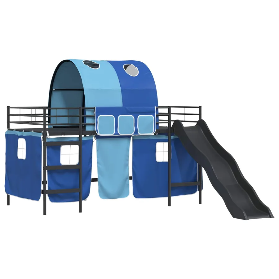 Lit mezzanine pour enfants Noir et Bleu 90 x 200 cm Métал - 4