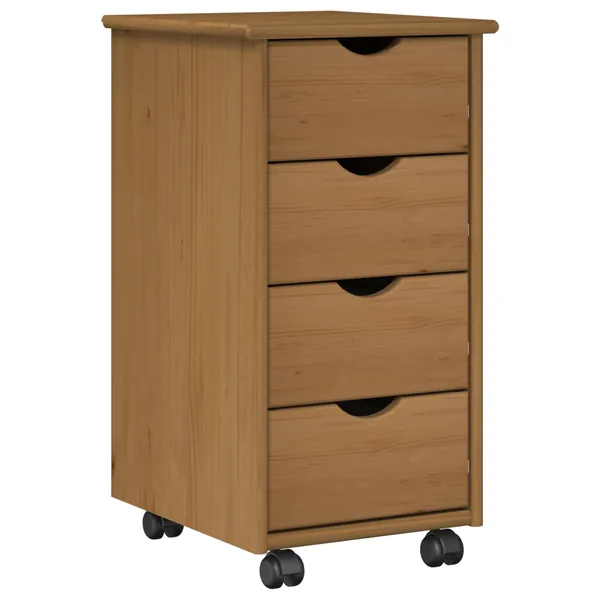 Cabinet roulant avec roue Marron miel 34 x 39 x 65,5 cm
