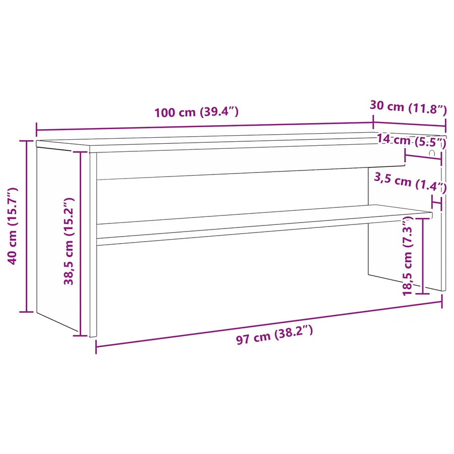 Meuble TV Gris béton 100 x 30 x 40 cm Bois d'ingénierie - 10