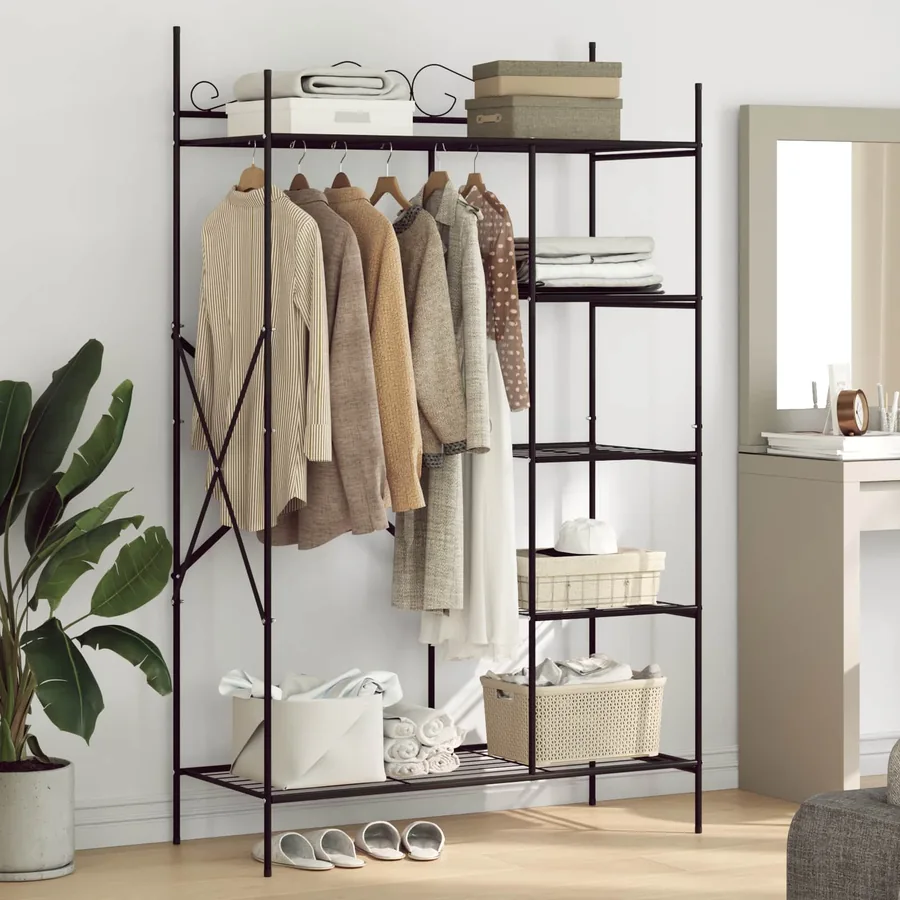 Armoire Ouverte avec étagère Noir 104,5 x 45 x 172 cm Acier