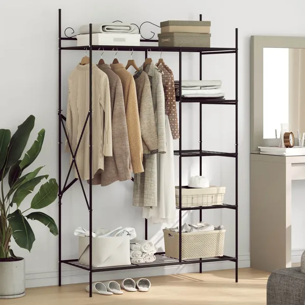Armoire Ouverte avec étagère Noir 104,5 x 45 x 172 cm Acier