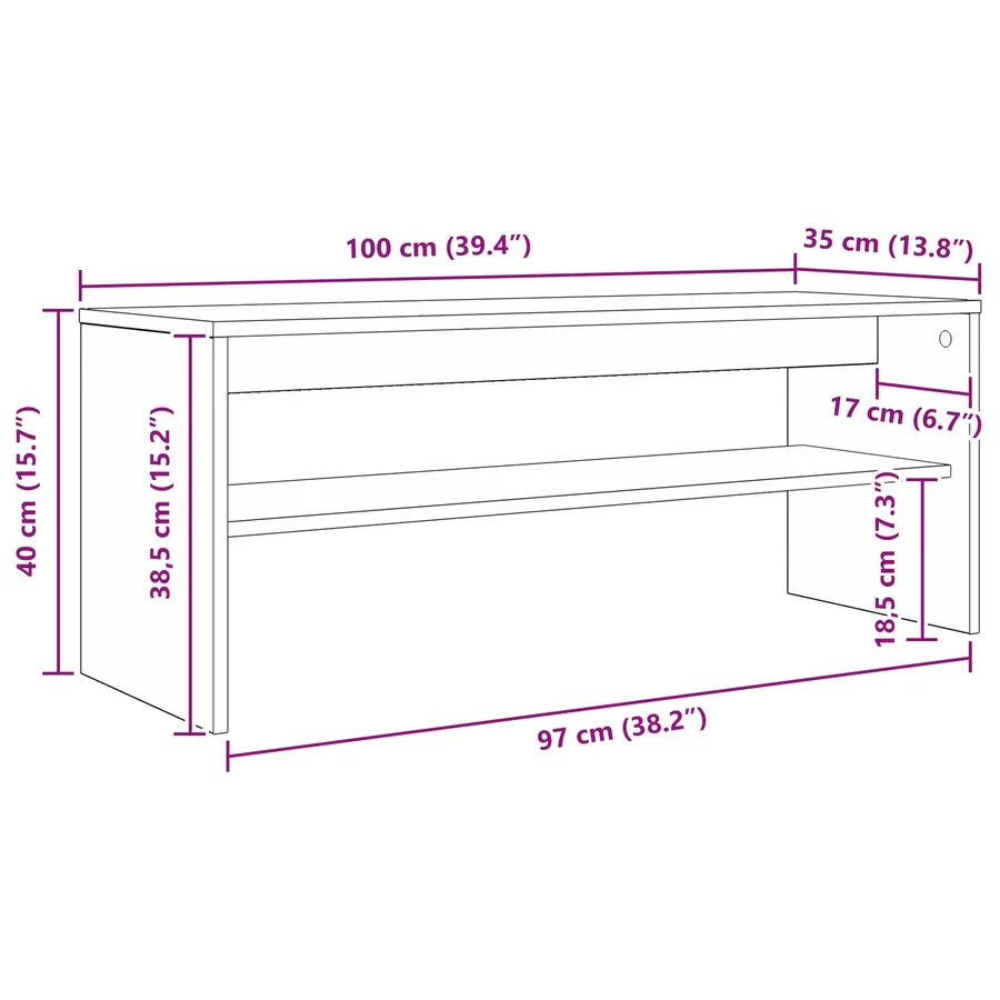 Meuble TV Bois ancien 100 x 35 x 40 cm Bois d'ingénierie - 10