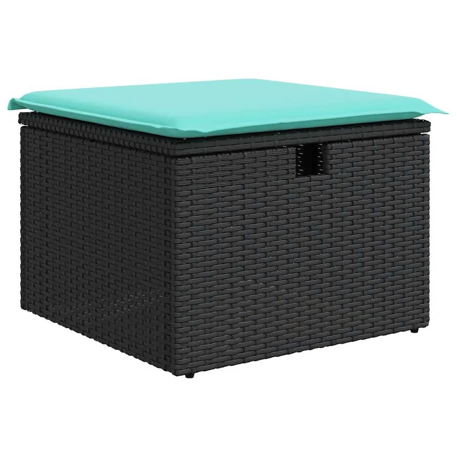 Salon de jardin 6 pcs avec coussins noir résine tressée - 5