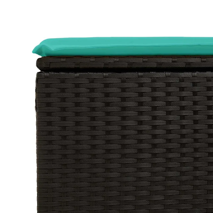 Salon de jardin avec coussins 7 pcs noir résine tressée acacia - 14