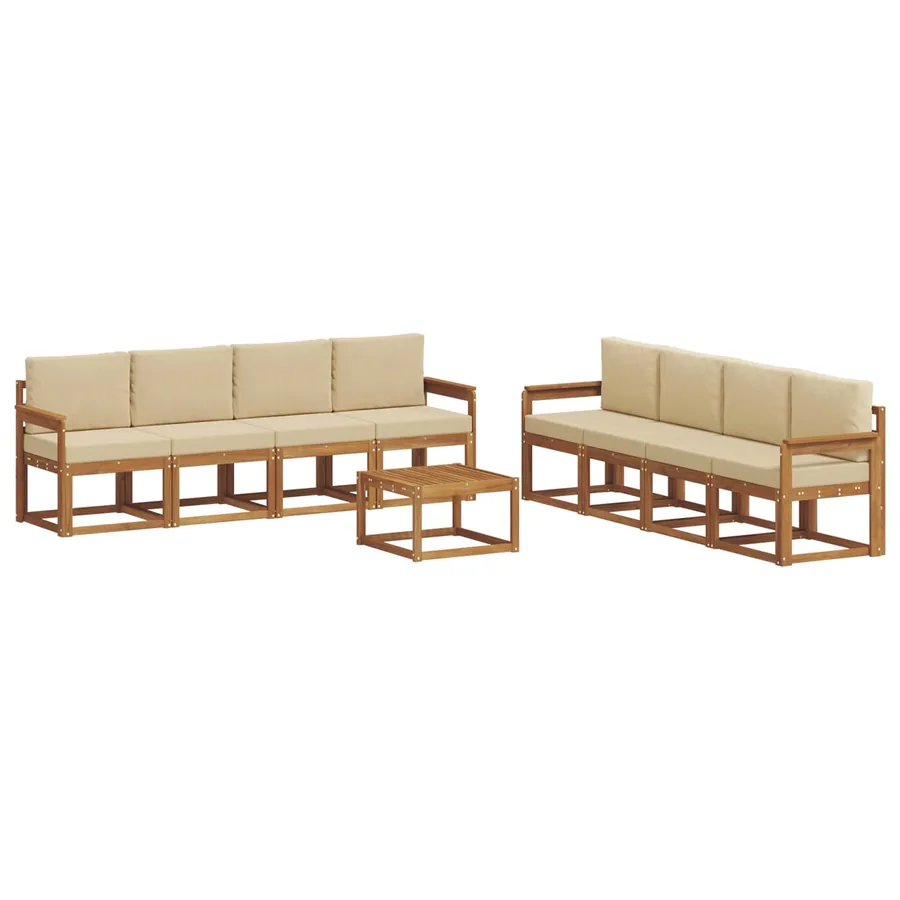Ensemble de canapés d'extérieur 9 pcs Naturel et Beige - 2