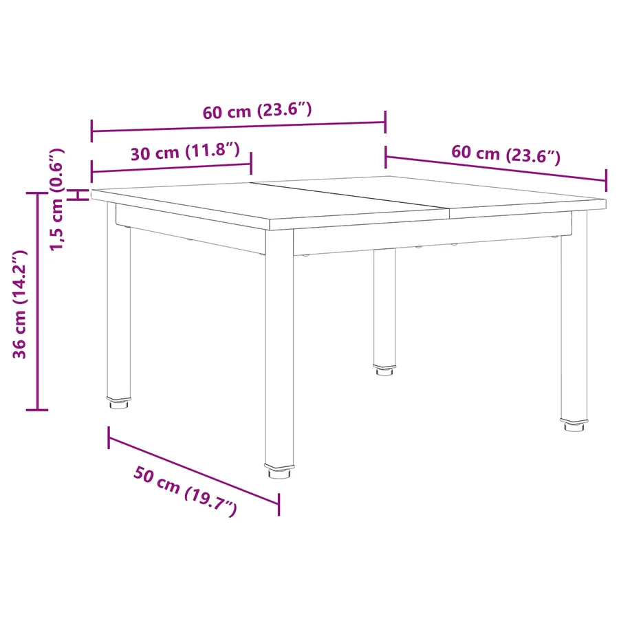 Table basse Chêne artisan 60 x 60 x 36 cm Bois d'ingénierie - 11