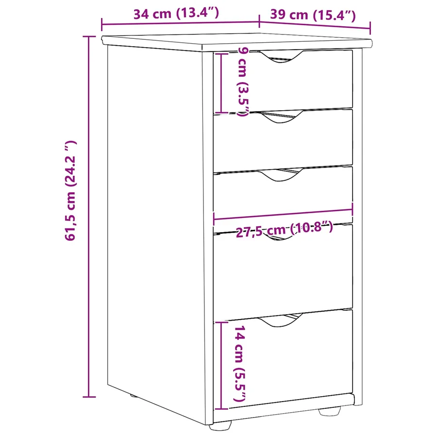 Armoire Marron 34 x 39 x 61,5 cm Bois de Pin Massif - 9