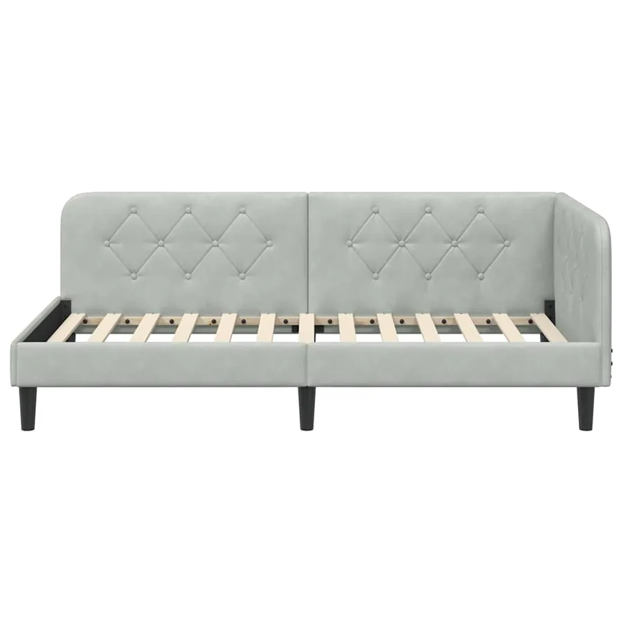 Cadre de lit d'angle Gris clair 90 x 200 cm Velours - 5