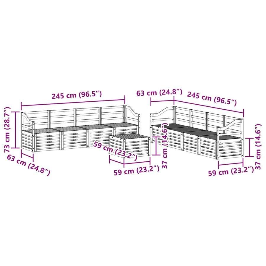 Ensembles de canapés 9 pcs Naturel Bois d'Acacia Massif - 9