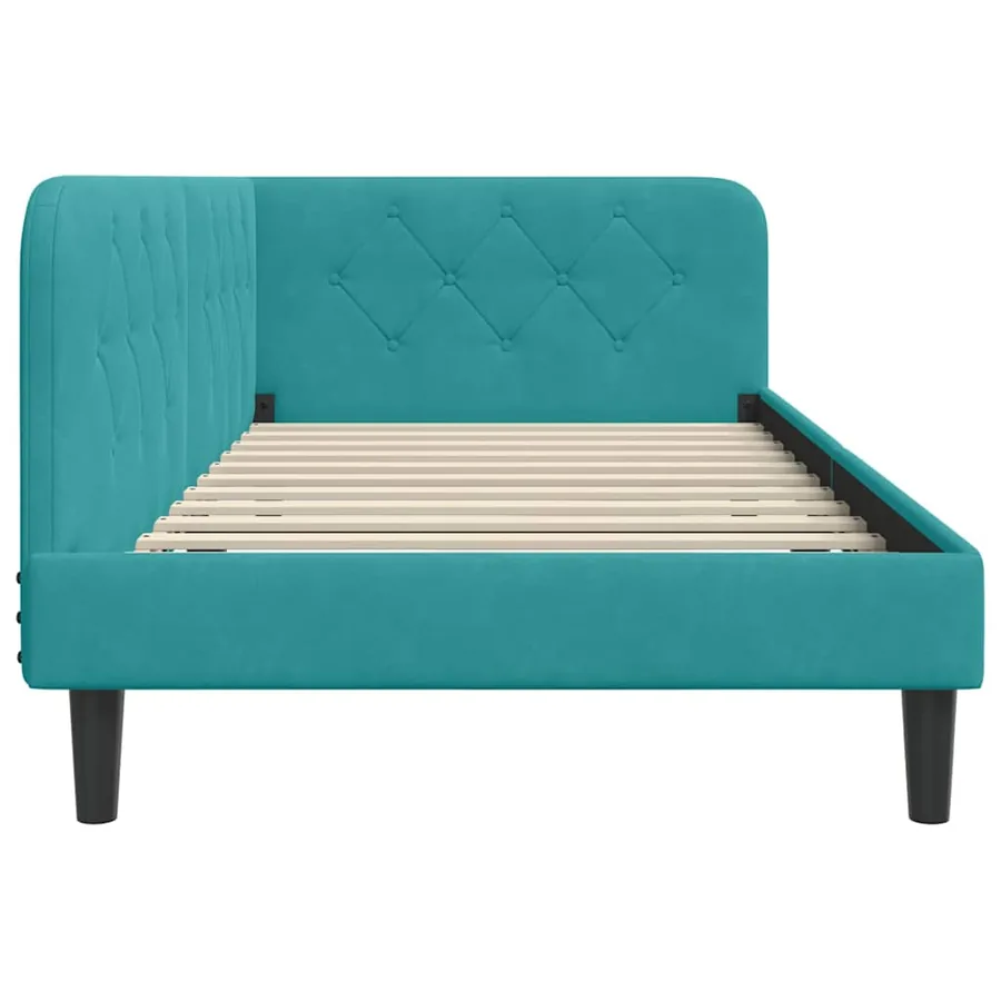 Cadre de lit d'angle Turquoise 90 x 190 cm Velours - 6