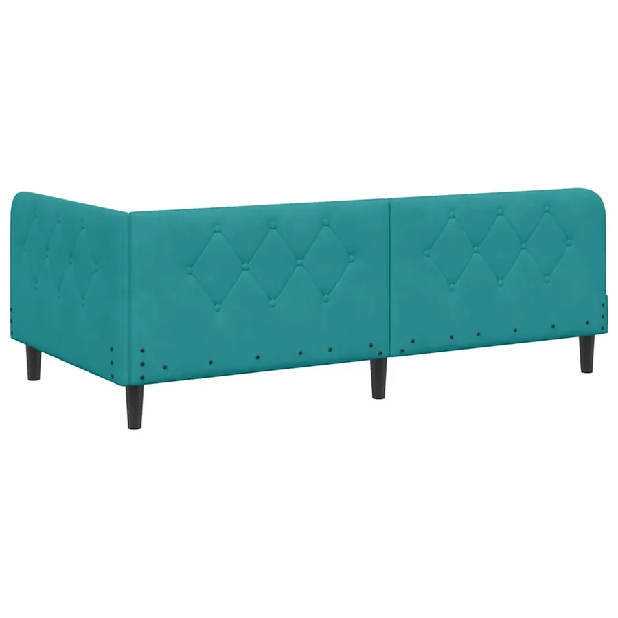 Cadre de lit d'angle Turquoise 90 x 190 cm Velours - 7