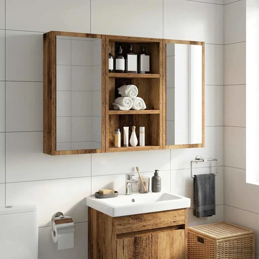 Armoire murale de salle de bain Bois ancien 30 x 10 x 50 cm - 4