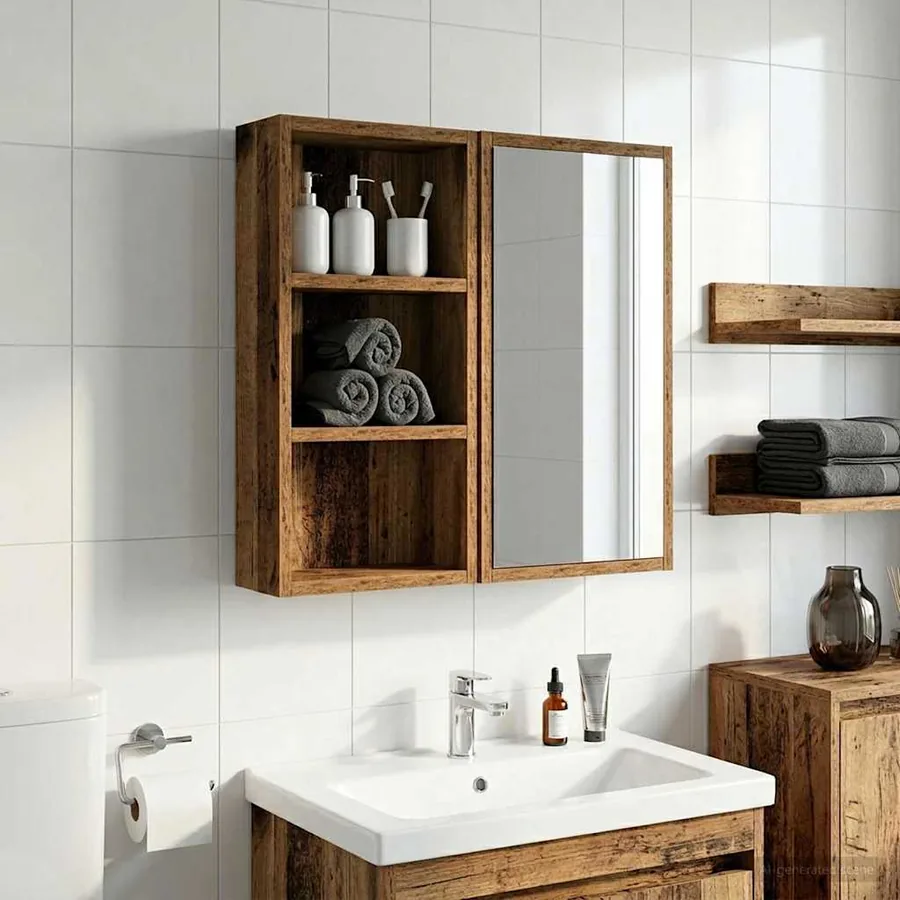 Armoire murale de salle de bain Bois ancien 30 x 10 x 50 cm - 5