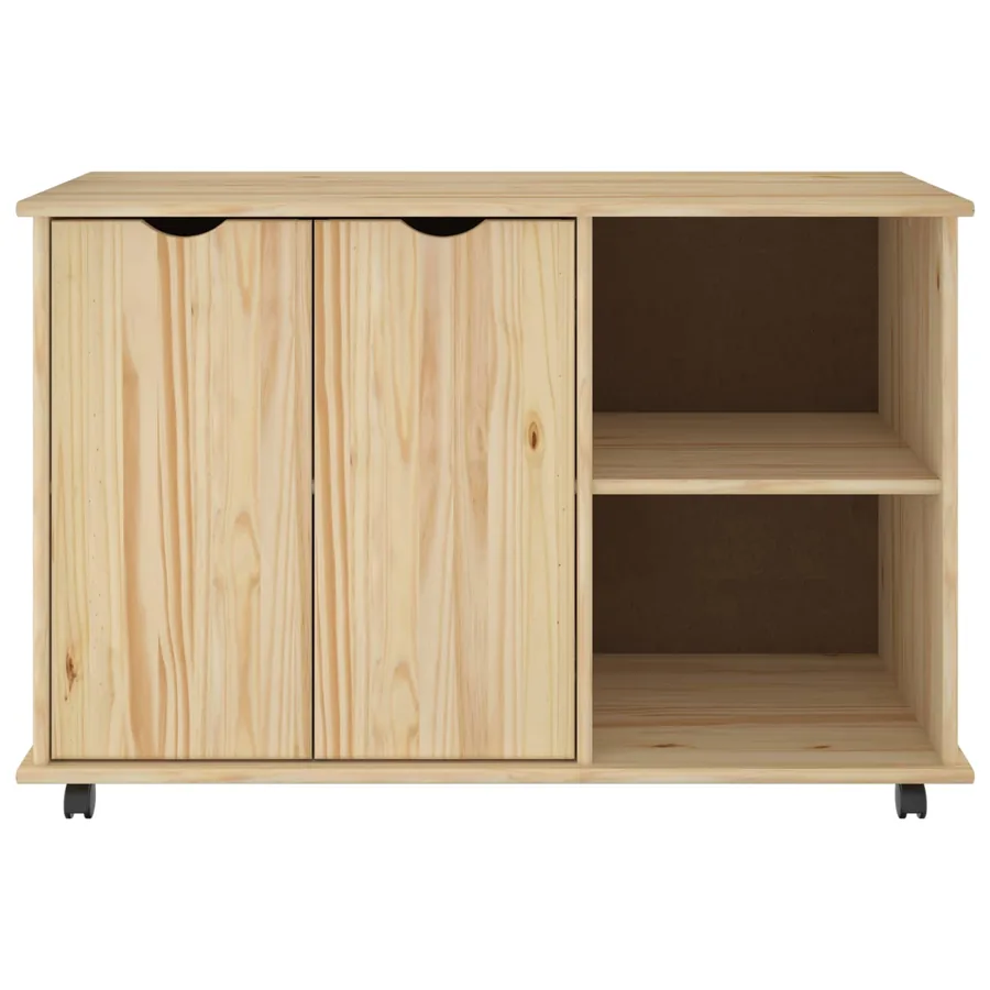 Cabinet roulant Marron 100 x 39 x 65,5 cm Bois de Pin Massif - 4