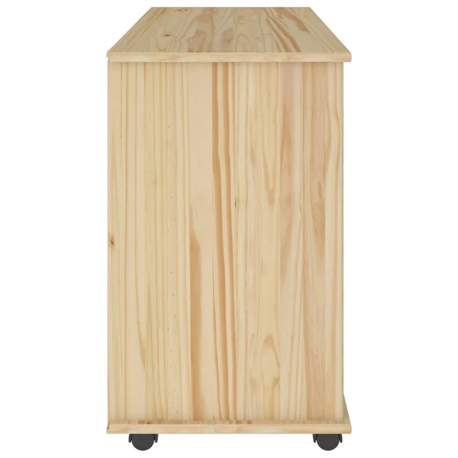 Cabinet roulant Marron 100 x 39 x 65,5 cm Bois de Pin Massif - 5