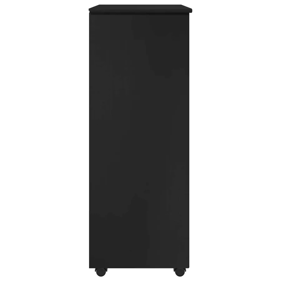 Cabinet roulant Noir 53 x 39 x 103 cm Bois de Pin Massif - 6