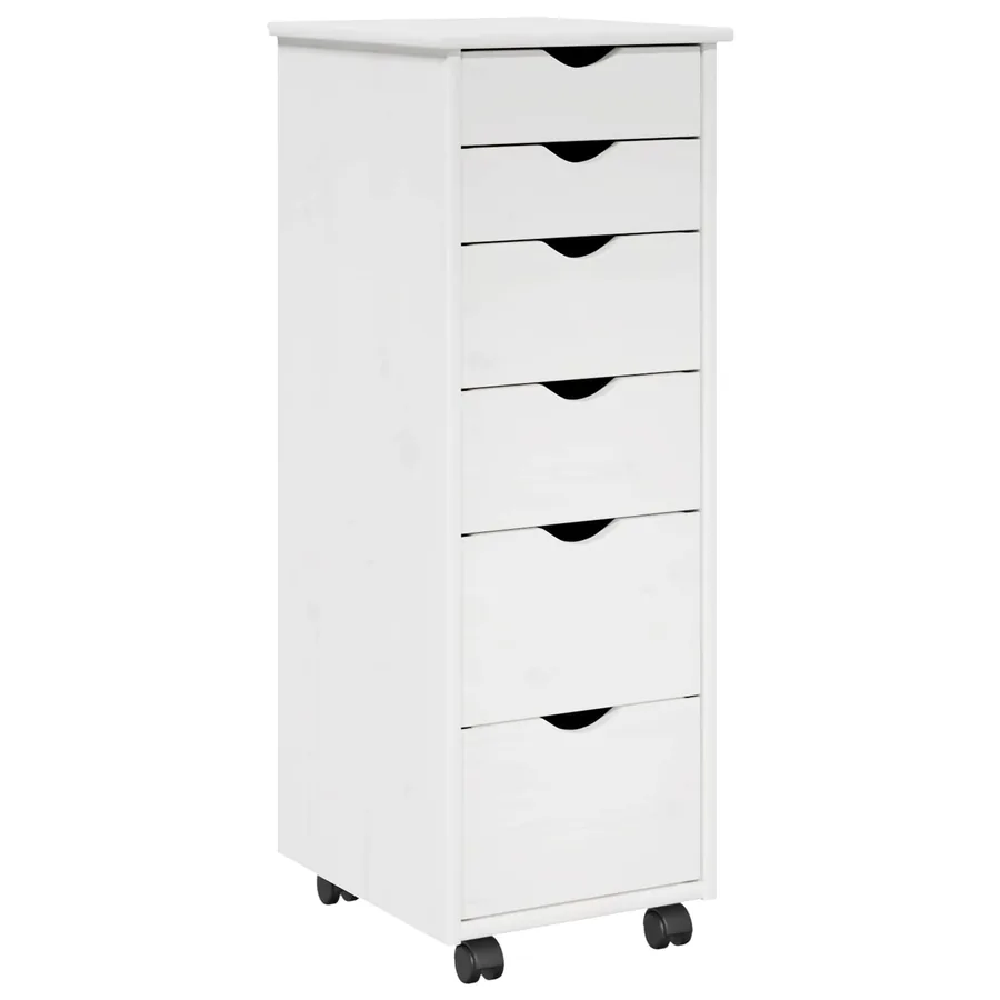 Cabinet roulant Blanc 34 x 39 x 93,5 cm Bois de Pin Massif - 2