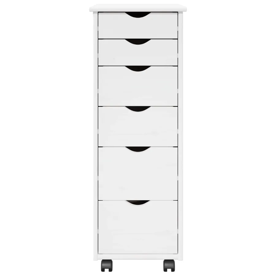 Cabinet roulant Blanc 34 x 39 x 93,5 cm Bois de Pin Massif - 5