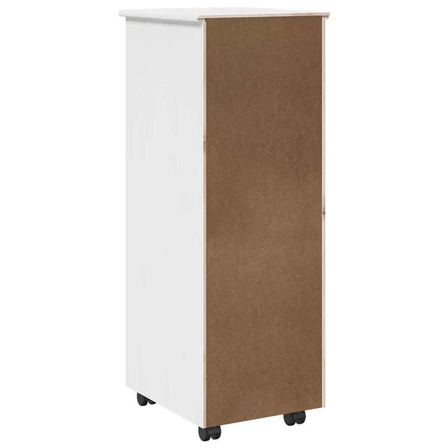 Cabinet roulant Blanc 34 x 39 x 93,5 cm Bois de Pin Massif - 7