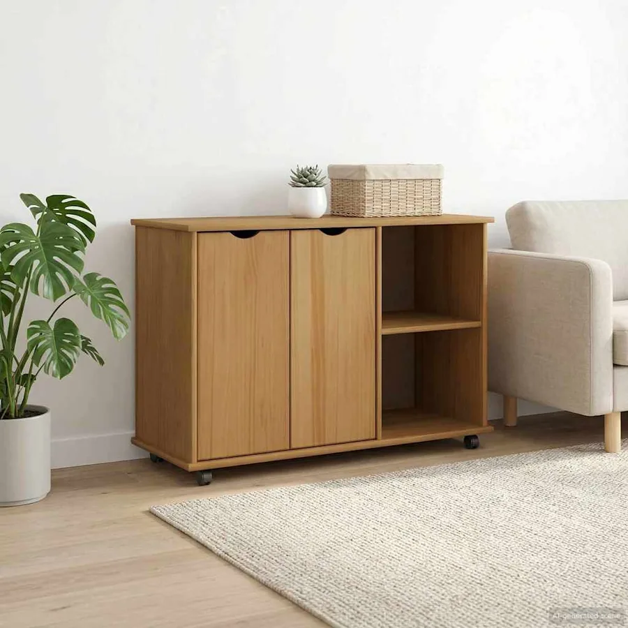 Cabinet roulant avec roue Marron miel 100 x 39 x 65,5 cm