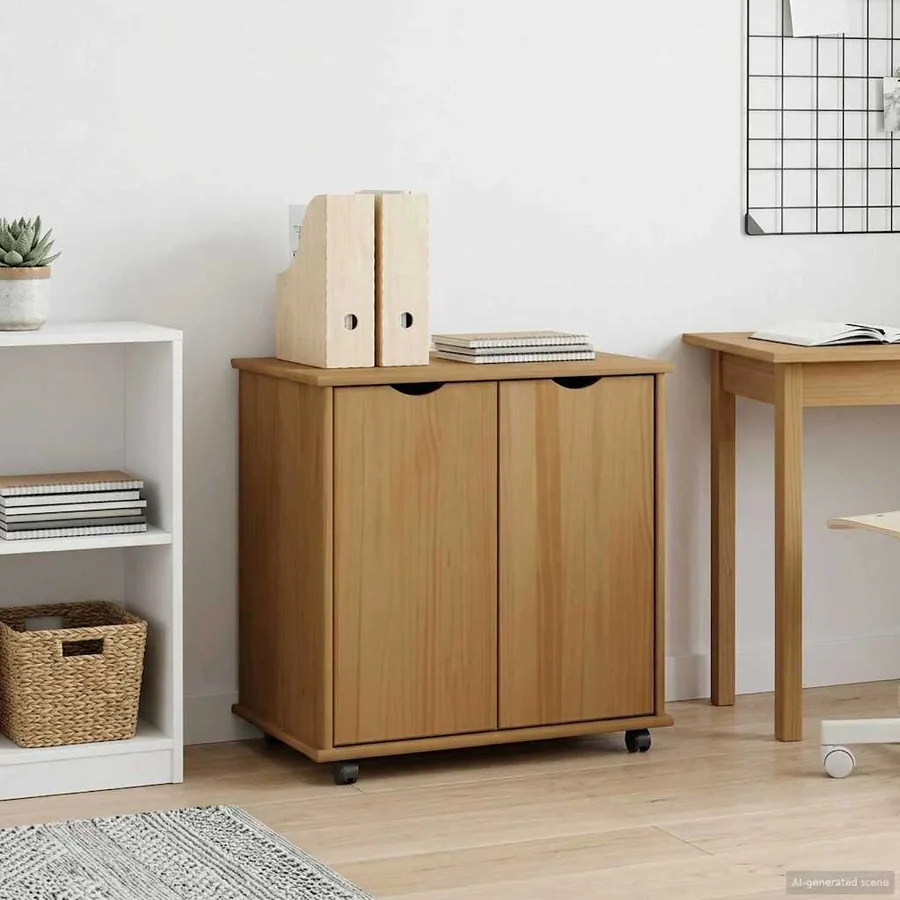 Cabinet roulant avec roue Marron miel 100 x 39 x 65,5 cm - 3