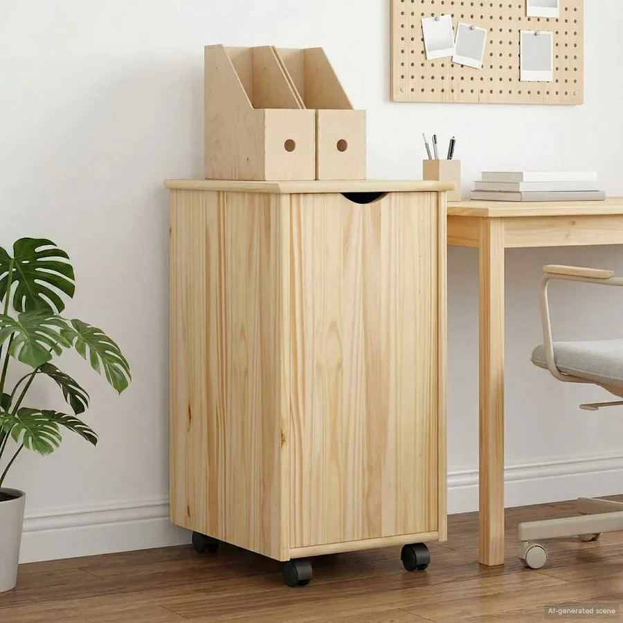 Cabinet roulant Marron 34 x 39 x 65,5 cm Bois de Pin Massif
