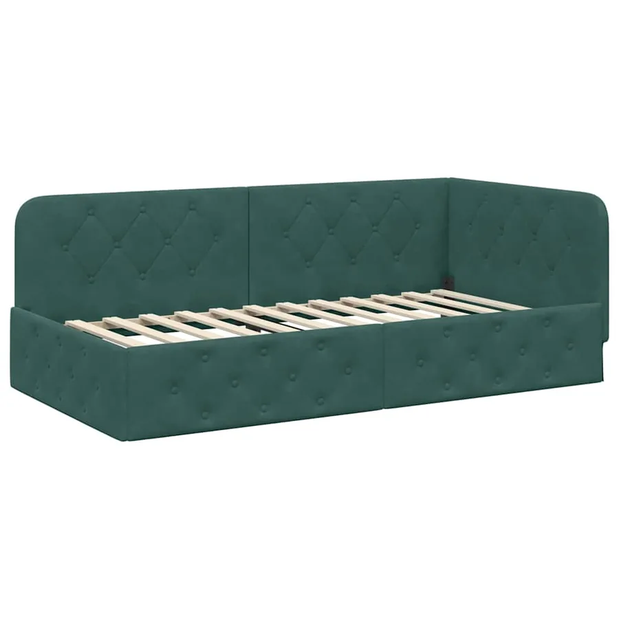 Cadre de lit d'angle Vert foncé 90 x 200 cm Velours - 2