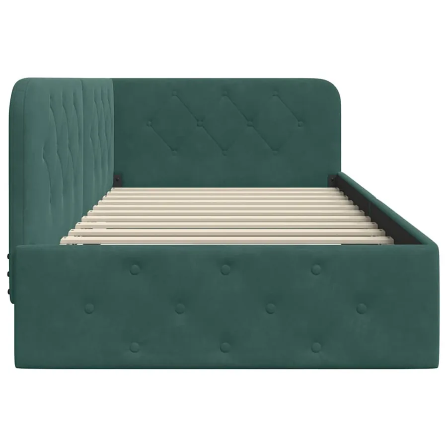 Cadre de lit d'angle Vert foncé 90 x 200 cm Velours - 6