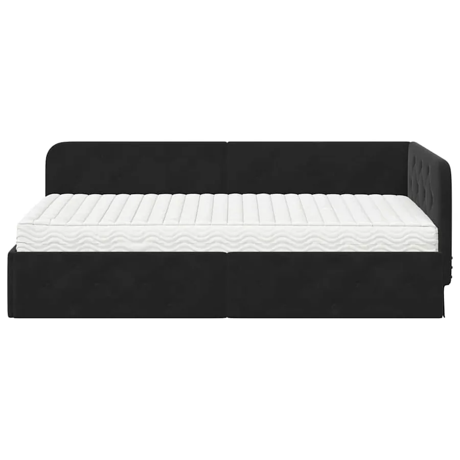 Cadre de lit d'angle Noir 90 x 200 cm Velours - 5