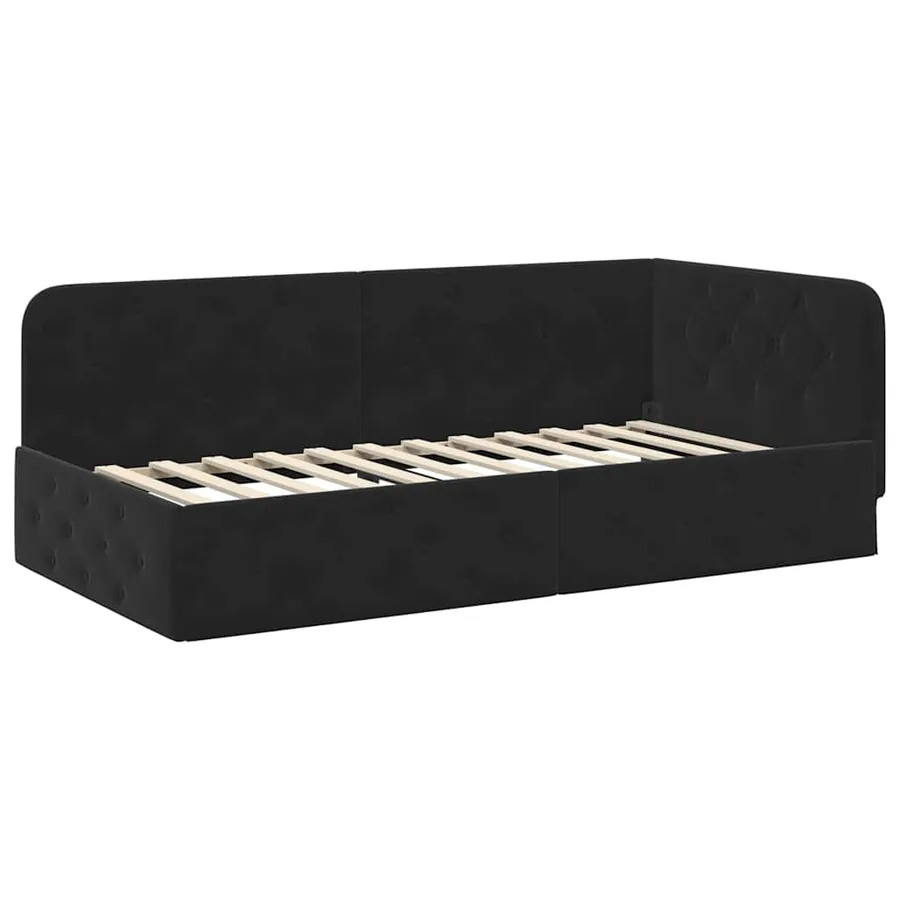 Cadre de lit d'angle Noir 90 x 200 cm Velours - 6