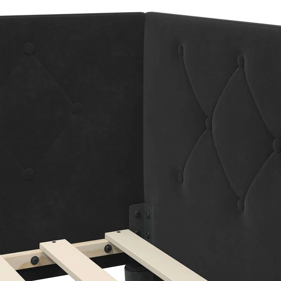 Cadre de lit d'angle Noir 90 x 200 cm Velours - 8