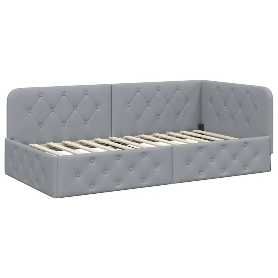 Cadre de lit d'angle Gris clair 100 x 200 cm tissu - 6