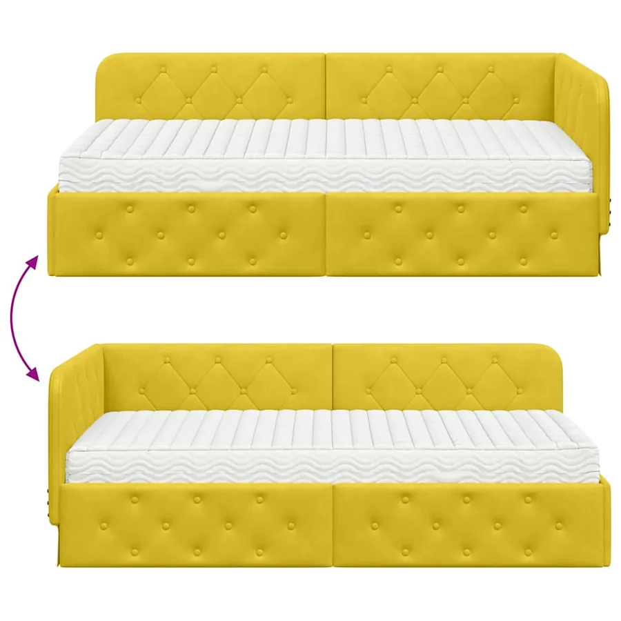Cadre de lit d'angle Jaune 100 x 200 cm Velours - 12