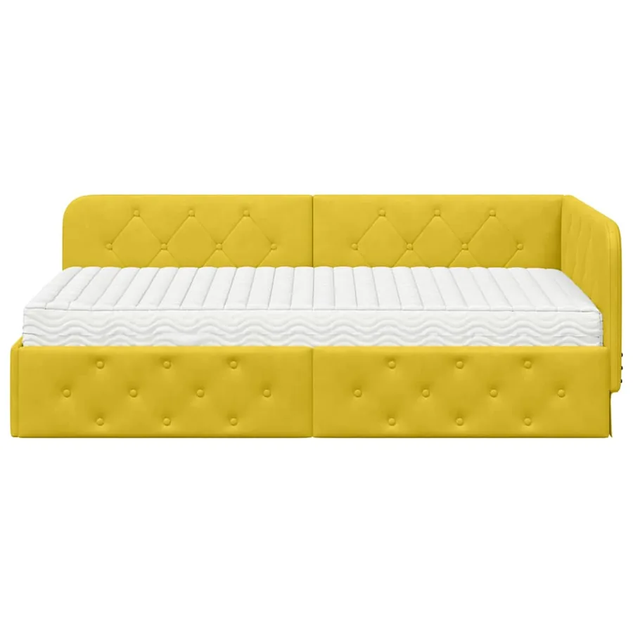 Cadre de lit d'angle Jaune 100 x 200 cm Velours - 5