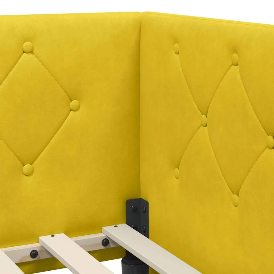 Cadre de lit d'angle Jaune 100 x 200 cm Velours - 8