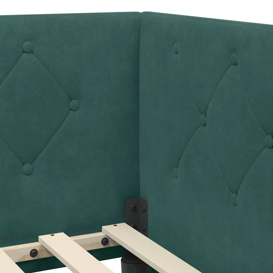 Cadre de lit d'angle Vert foncé 80 x 200 cm Velours - 10