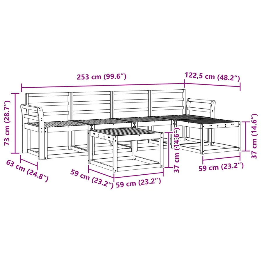 Ensemble de canapés d'extérieur 6 pcs Naturel - 10